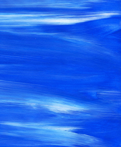 Kreatywny niebieski abstrakcyjny ręcznie malowane tło, tapeta, faktura, zbliżenie fragment malarstwa akrylowego na płótnie z pociągnięciami pędzla. - Zdjęcie, obraz