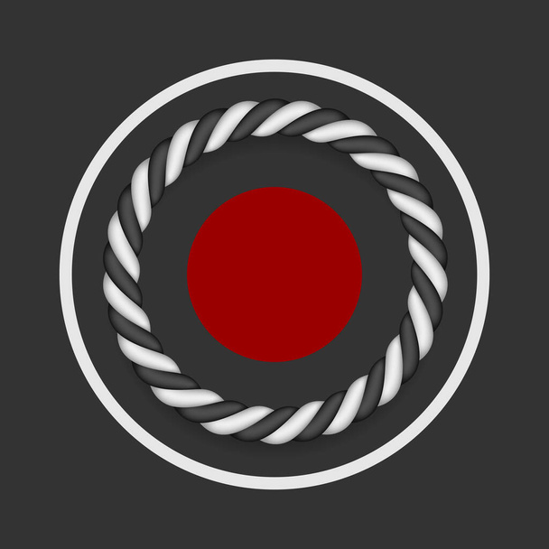 Cordes torsadées noires et blanches. Cadre rond. Design vectoriel Japon
. - Vecteur, image