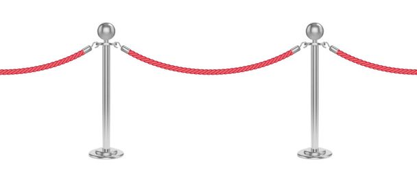 Barrera de cuerda de terciopelo realista con postes de plata. Ilustración vectorial sin fisuras
. - Vector, imagen