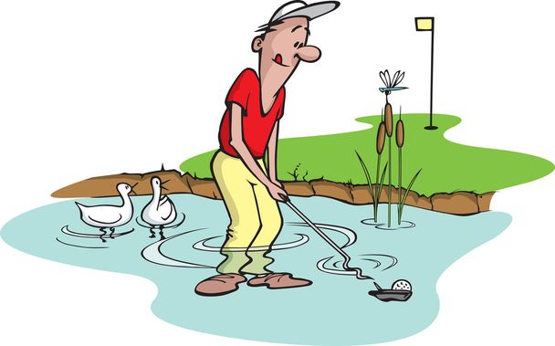 Wassergefährdeter Golfer - Vektor, Bild