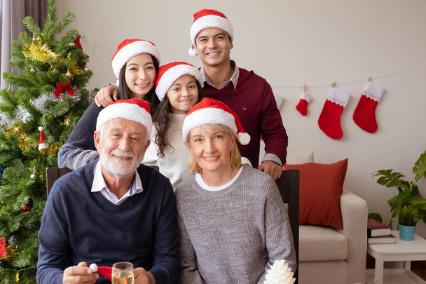 happy big family, meeting and celebrating together at christmas  - Photo, Image