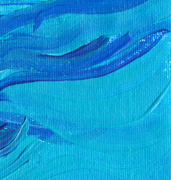 Creativo blu astratto dipinto a mano sfondo, carta da parati, texture, primo piano frammento di pittura acrilica su tela con pennellate
. - Foto, immagini