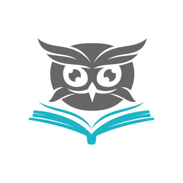 Baykuş Açık Kitap Logosu Tasarım Şablonu İzole Edildi - Vektör, Görsel