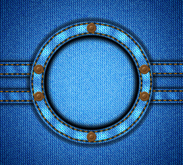 Round jeans frame with rivets - Вектор,изображение