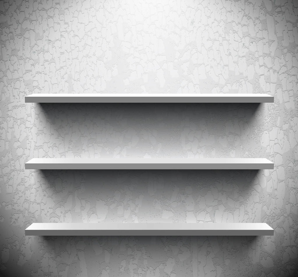 Three lightened shelves on cracked wall - ベクター画像