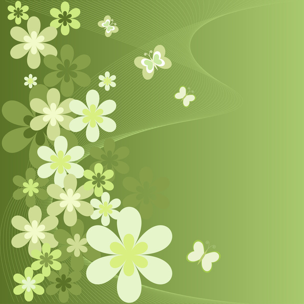 Λουλούδια σε πράσινο φόντο - Διάνυσμα, εικόνα