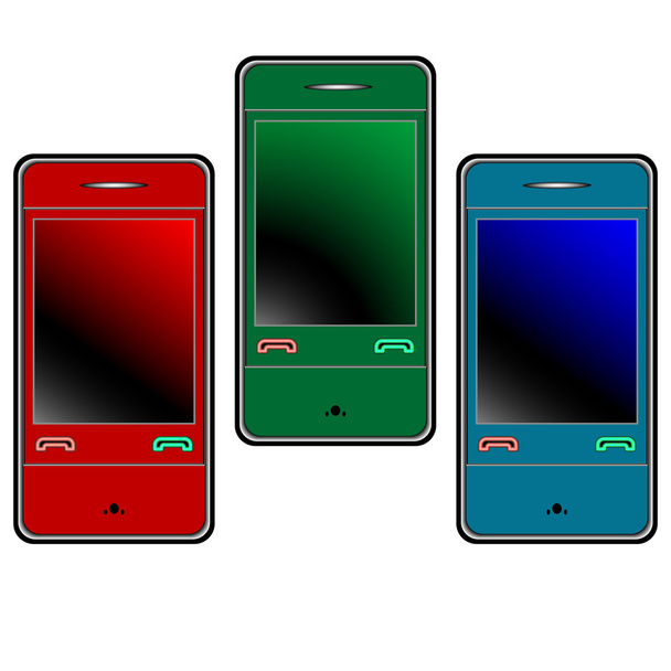 Цветные мобильные телефоны против белых
 - Вектор,изображение