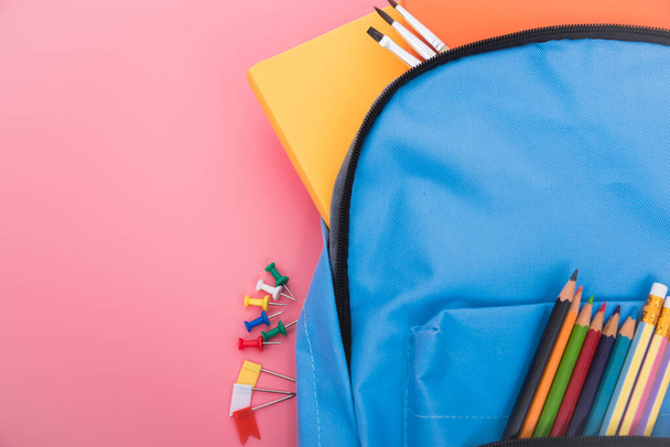Blue bag backpack for education children - Φωτογραφία, εικόνα