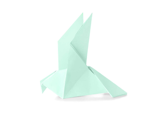 origami pájaro sobre fondo blanco - Foto, imagen