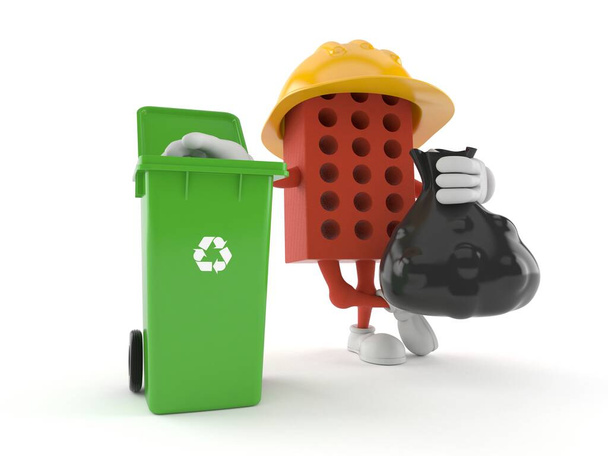 Cihlová postava drží pytel na odpadky - Fotografie, Obrázek