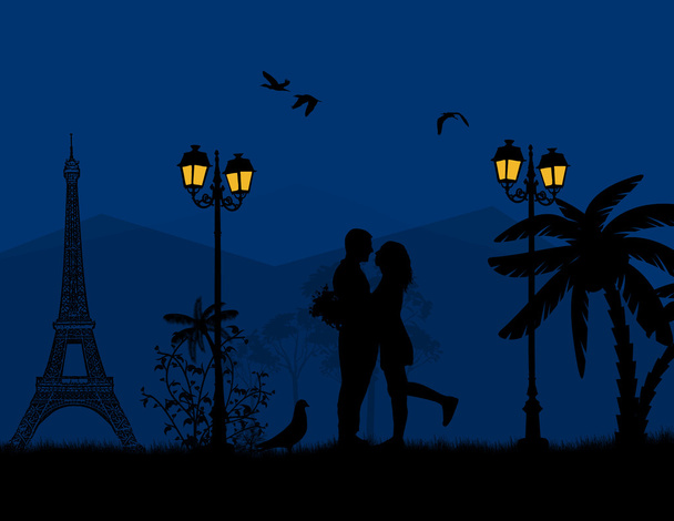 Lovers in Paris - Vector, Image