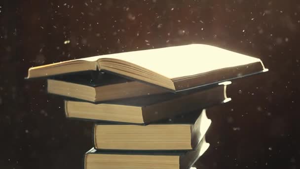 book dust dark wooden background hd footage  - Footage, Video