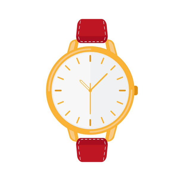 Classic flat women clock watch on white background. - Vector, afbeelding