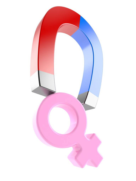 Hoefijzermagneet met vrouwelijk gendersymbool - Foto, afbeelding