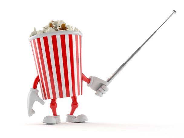 Popcorn character holding pointer stick - Foto, Bild