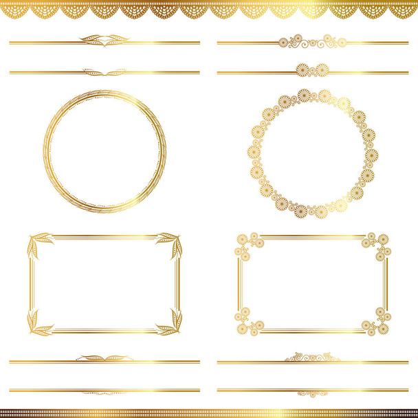 set of golden abstract frames - ベクター画像