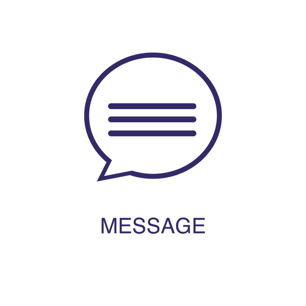 Message element in flat simple style on white background. Message icon, with text name concept template - Vektör, Görsel