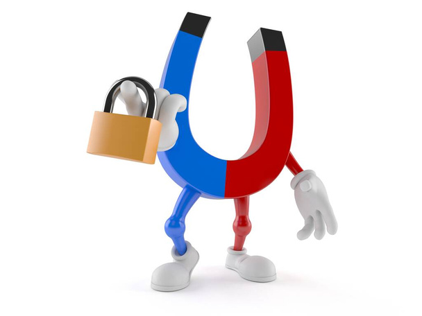 Magnet character holding padlock - Photo, Image