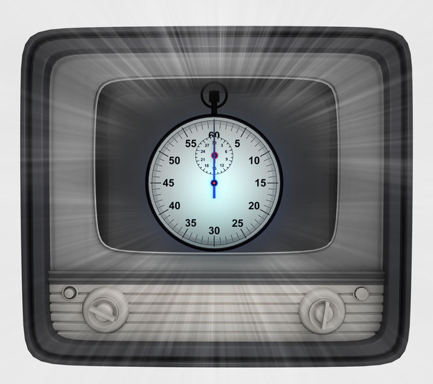 λαμπερό χρονόμετρο ρετρό τηλεόρασης και φωτοβολίδα - Φωτογραφία, εικόνα