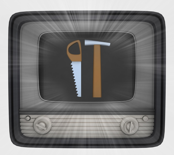 manual tools in retro television and flare - Photo, Image