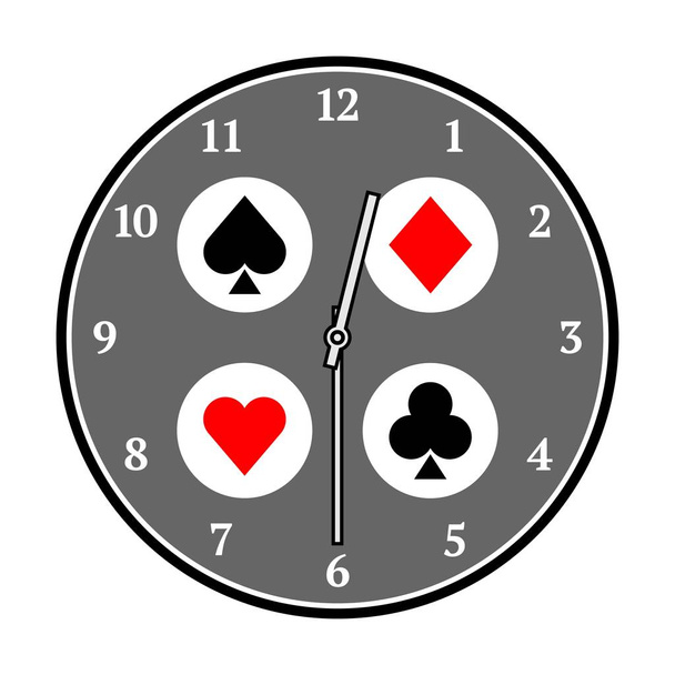 Vintage playing cards suits watch dial with arrows. Vector illustration - Vector, Image