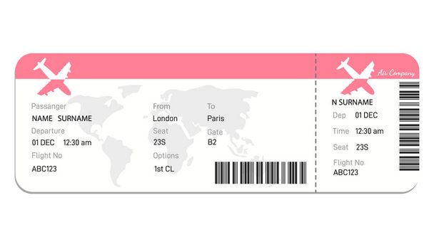 αεροπορική εταιρεία της κάρτας επιβίβασης εισιτήριο - Διάνυσμα, εικόνα