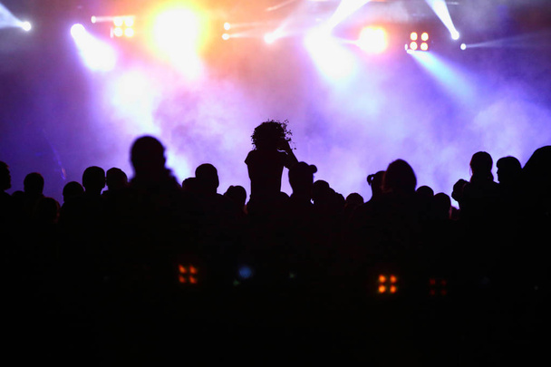 Açık hava festivalinde gece kalabalığı - Fotoğraf, Görsel