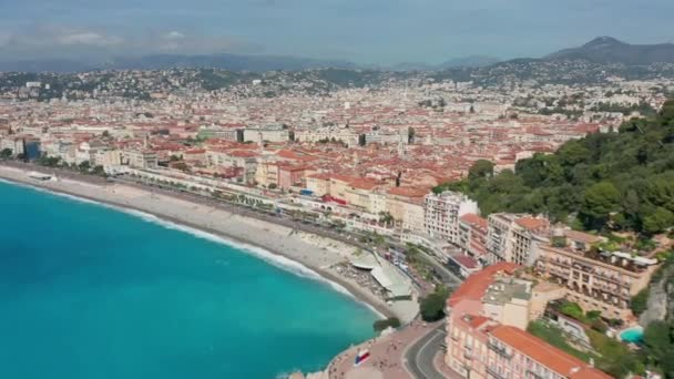 Luchtfoto 's. Nice, Frankrijk, promenade des Anglais, Cote d 'azur. - Video