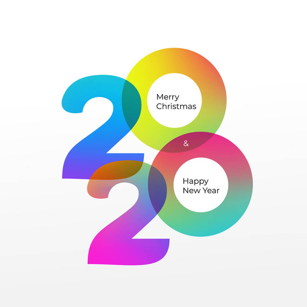 Feliz ano novo logotipo 2020 fundo vetor. Capa de cartão para 2020. Ilustração vetorial. Isolado sobre fundo branco
. - Vetor, Imagem