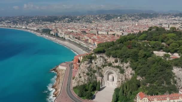 Letecký pohled. Nice, France, promenade des Anglais, Cote d azur. - Záběry, video