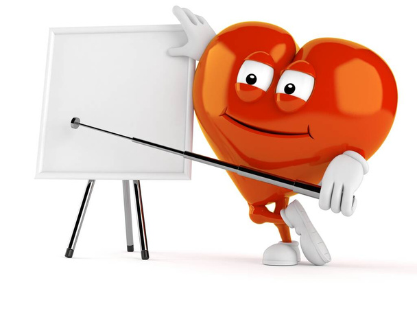 Heart character with blank whiteboard - Photo, Image
