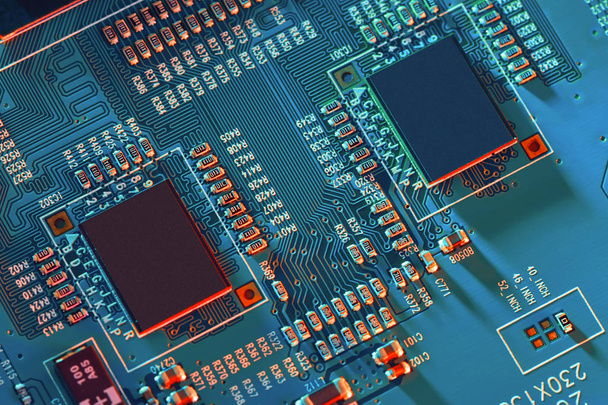 Electronic circuit board close up. - Foto, imagen