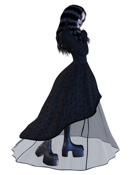 siyah Gotik elbiseli kız - Fotoğraf, Görsel