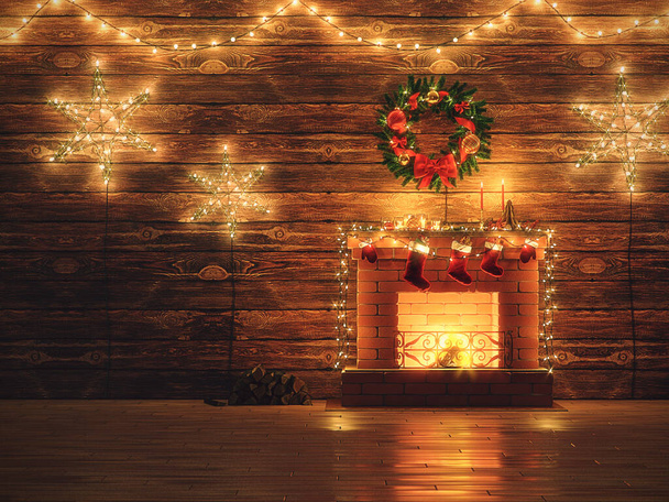 3D Rendering Christmas interior - 写真・画像