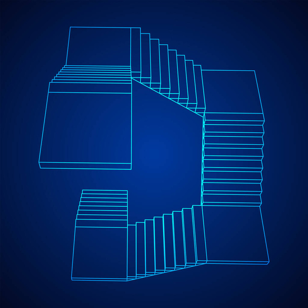 Wireframe stairs, interior staircases steps - Вектор,изображение