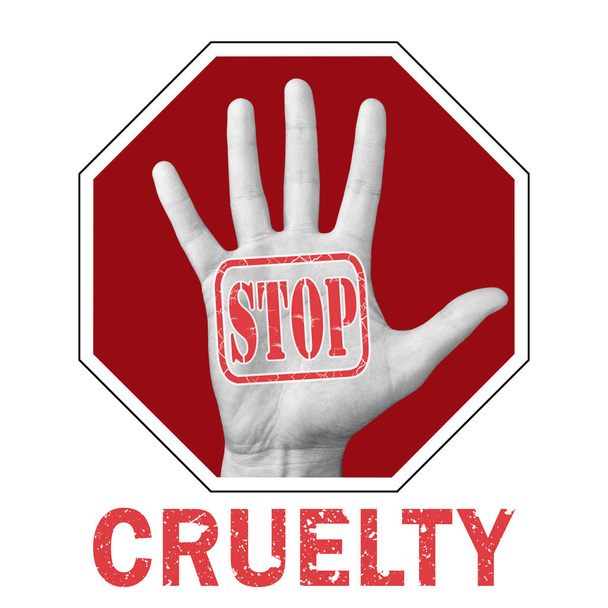 Stop cruelty conceptual illustration. Open hand with the text stop cruelty - Photo, Image