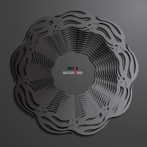 Black 3D Round Flames Abstract Background Vector illustration - Вектор,изображение