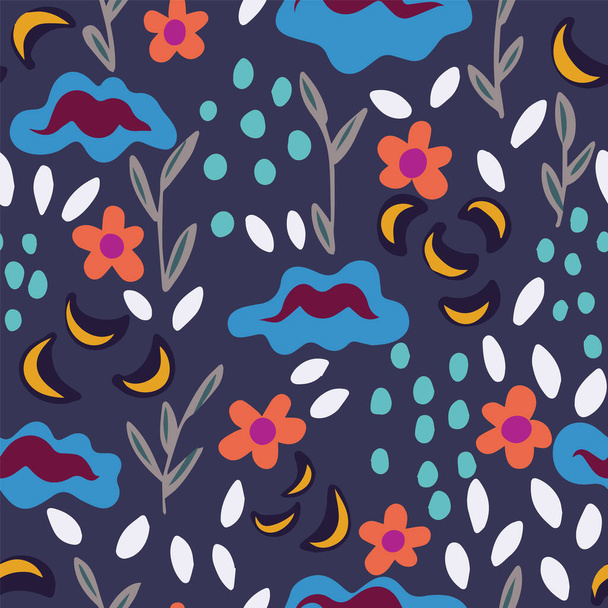 Vector doodle floral design sem costura fundo padrão
 - Vetor, Imagem