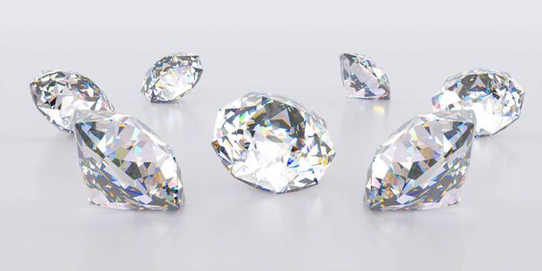 seven diamonds lying in a small pile - Foto, Imagem