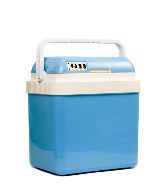 mobiler blauer Kühlschrank - Foto, Bild