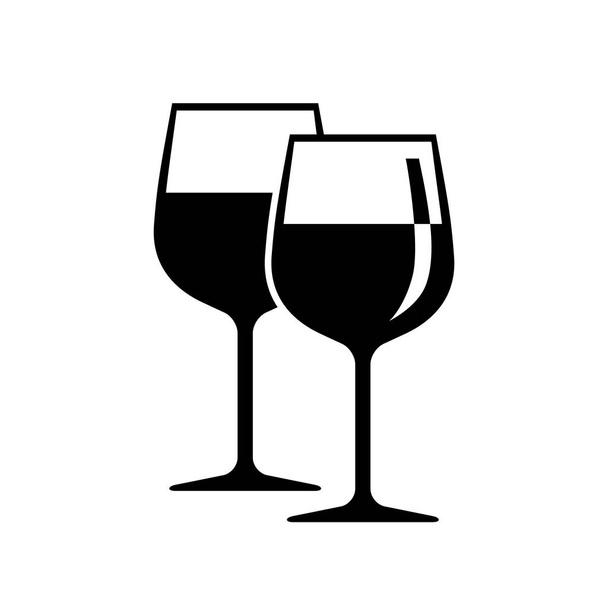 Black wineglass vector icon on white background - Vector, Image