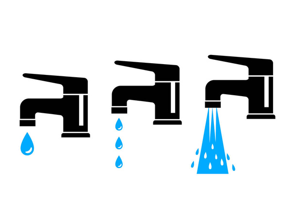 icônes vectorielles de robinet sur fond blanc - Vecteur, image