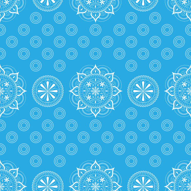 Seamless pattern with lace ornament in pastel blue and white colors on a white background. Vector illustration - Vektori, kuva