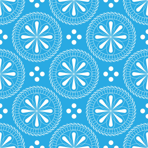 Seamless pattern with beautiful flowers in pastel blue and white colors on a white background. Vector illustration - Vector, Image