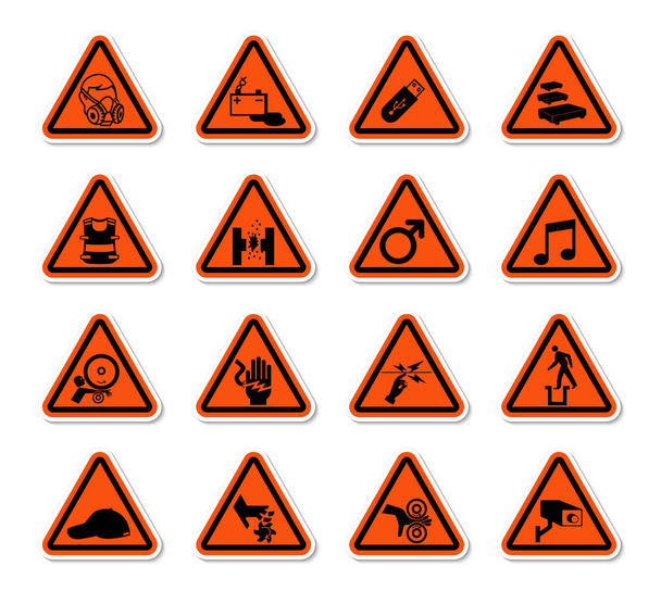 Трикутне попередження Символи небезпеки знак ізольовано на білому тлі, Векторні ілюстрації
  - Вектор, зображення