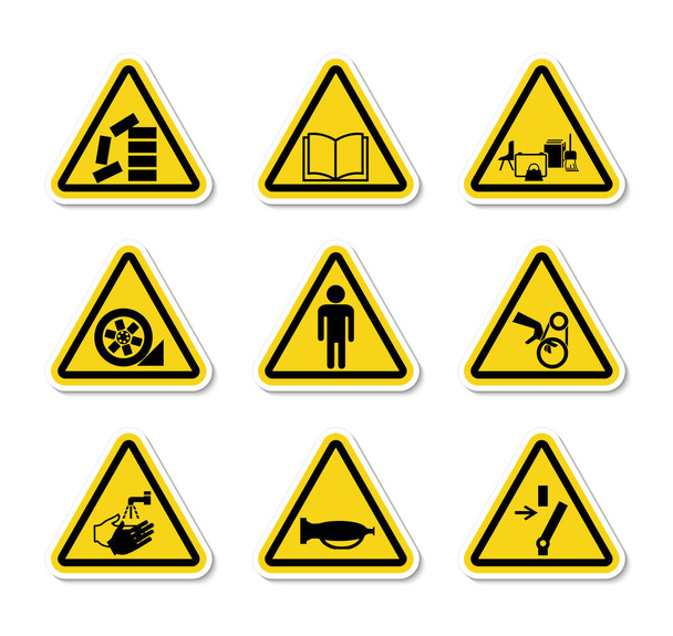 Triangular Warning Hazard Symbols labels Sign Isolate on White Background,Vector Illustration  - ベクター画像