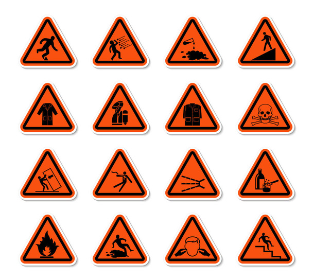 Trójkątne symbole ostrzegawcze Znaki ostrzegawcze Izolacja na białym tle, Ilustracja wektora  - Wektor, obraz