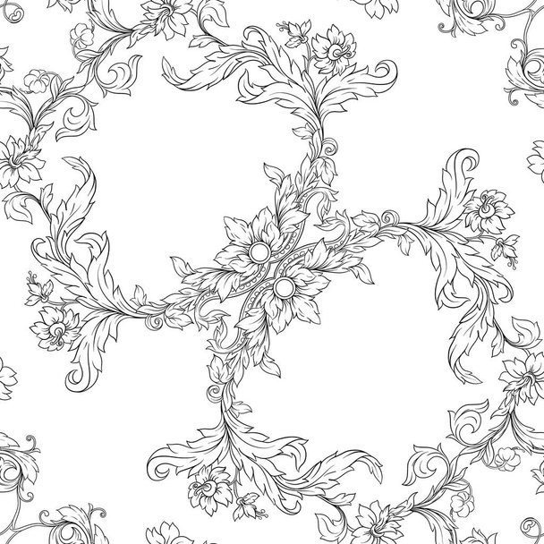 Seamless pattern, background In baroque - Vektor, Bild