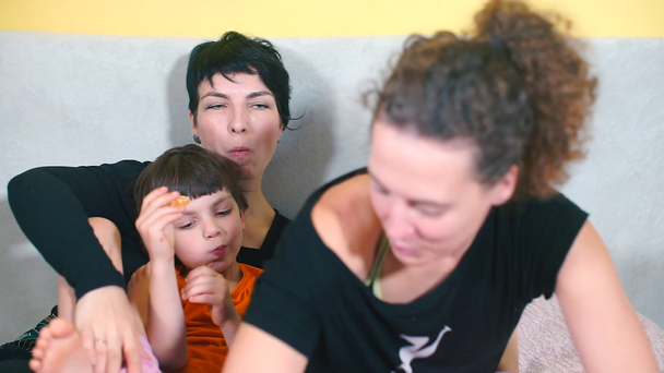 Lesbian family with children at home. - 映像、動画