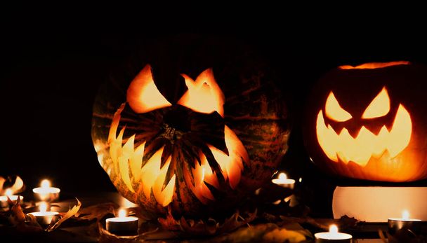 Halloween still life on dark background - Фото, изображение